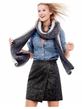 J.Crew ~ Faux Wrap Black Jacquard Mini